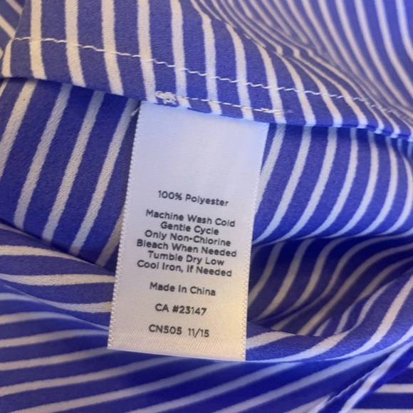 Talbots white and blue stripe tie front top - Picture 11 of 12